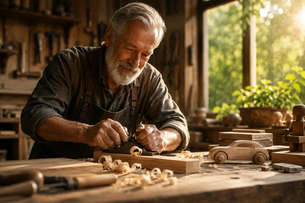 Holzhandwerk in einer Werkstatt