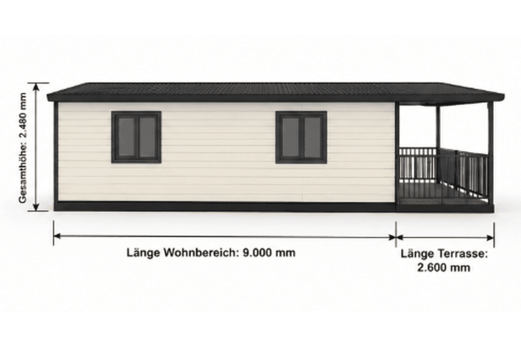 56-m²-Wohncontainer – Außenansicht 4